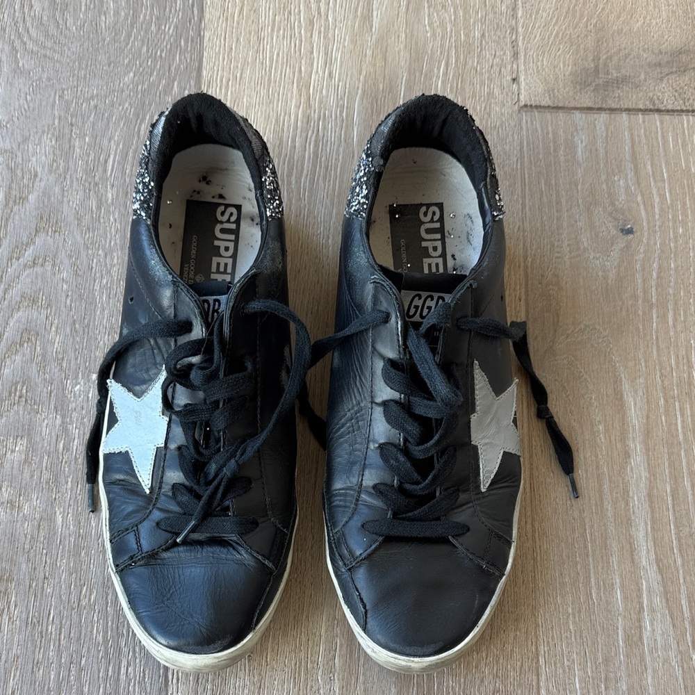Golden Goose Black and Silver Star Sneakers